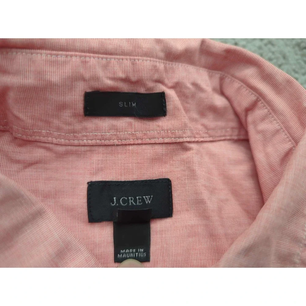 J Crew Button Up Shirt Mens Medium Orange Slim‎ Preppy Casual Office